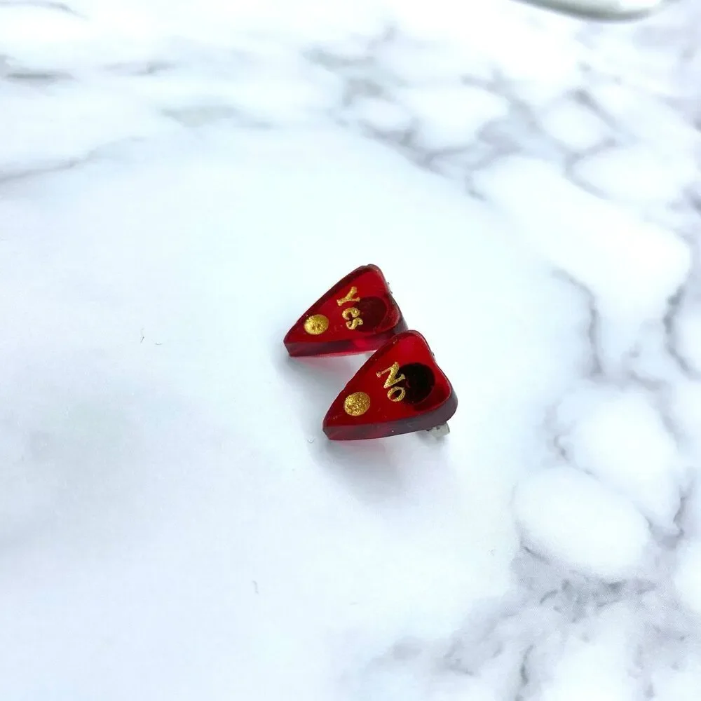 Blood Red Ouija Planchette Earrings